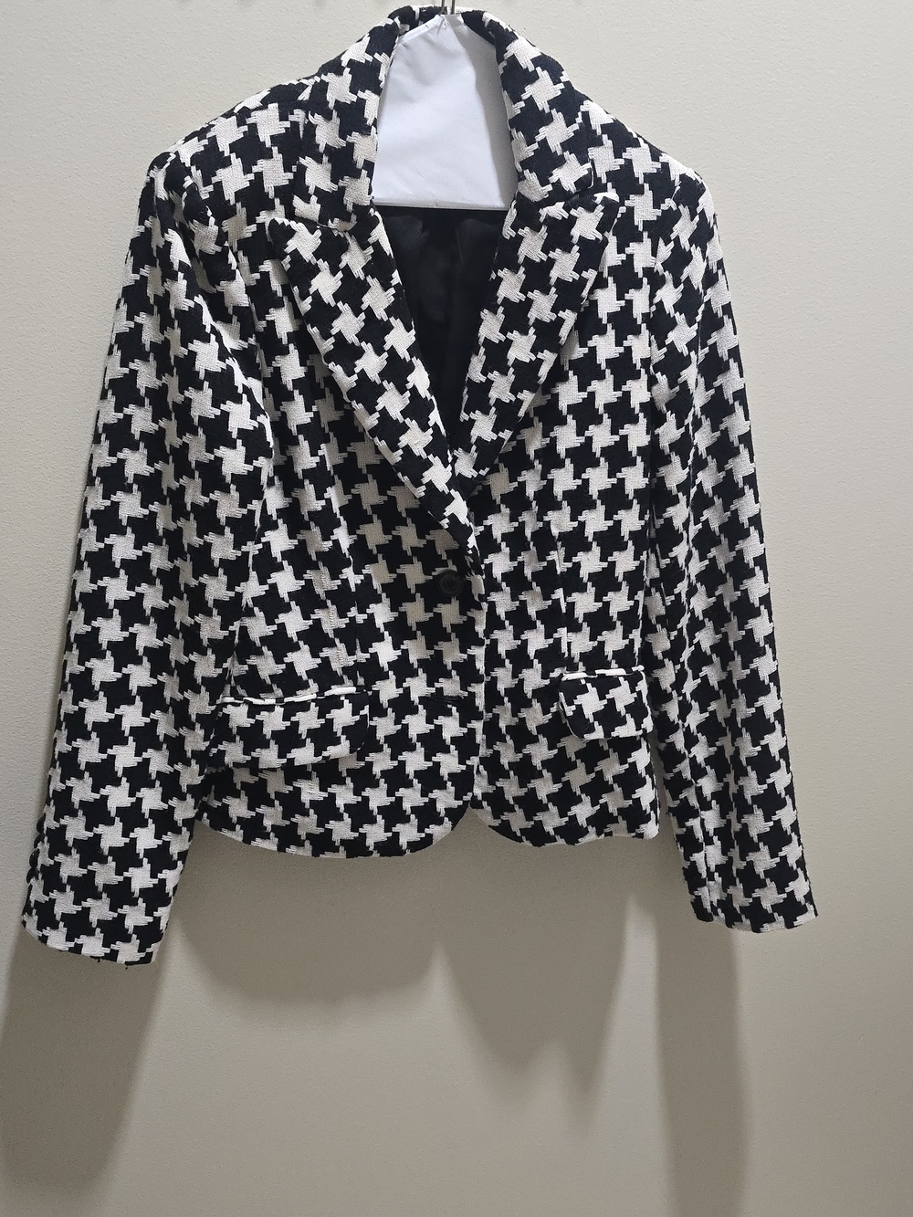 Women’s Houndstooth Blazer Jacket - Black & White Size 6